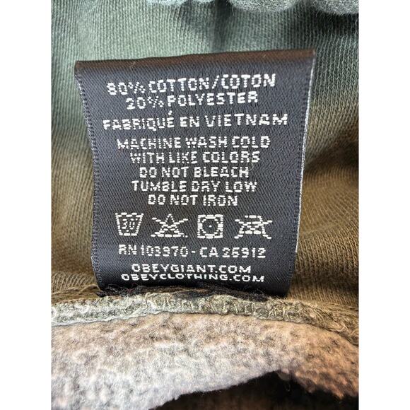 Obey Hoodie Sweatshirt “Obey Propaganda” on Sleeve Pullover Green Mens LG - Picture 8 of 9